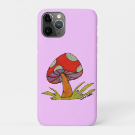 Funda Para iPhone 11 Pro Bolsa de mano con hongo rojo sobre fondo morado cl