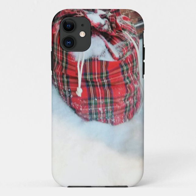 Funda De Case-Mate Para iPhone Bolsa de Santa Claus en la nieve (Reverso)