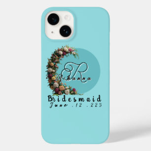 Funda Para iPhone 14 De Case-Mate Bolso de monograma floral verde   Fiesta de boda