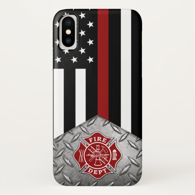 Funda De Case-Mate Para iPhone Bombero delgado línea roja (Reverso)