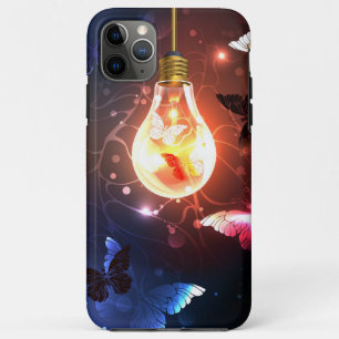 Funda Para iPhone 11 Pro Max Bombilla brillante con mariposas nocturnas