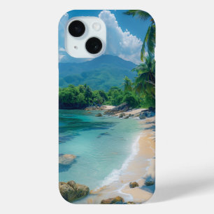 Funda Para iPhone 15 Bonita playa tropical