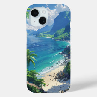 Funda Para iPhone 15 Bonita playa tropical