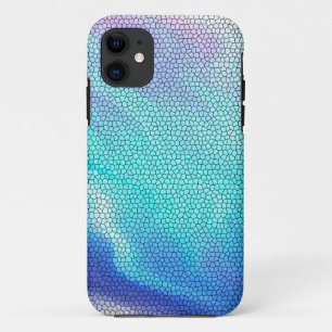 Funda Para iPhone 11 Bonito Aqua Blue Purple Pastel Mosaic