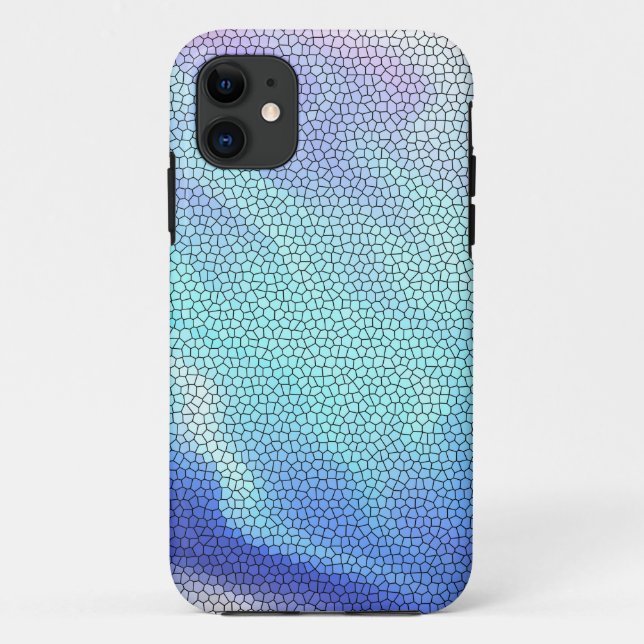 Funda De Case-Mate Para iPhone Bonito Aqua Blue Purple Pastel Mosaic (Reverso)