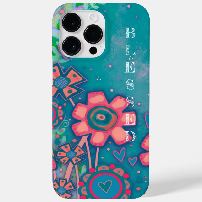 Funda De Case-Mate Para iPhone Bonito Azul Blesst Inpirivity Pink Floral (Reverso)