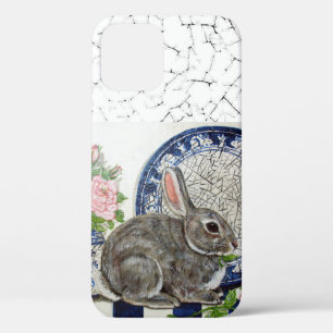 Funda Para iPhone 12 Bonito Blue Rabbit Floral Dedham Delft Animal Cas