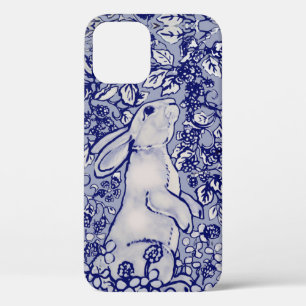 Funda Para iPhone 12 Bonito Blue Rabbit Floral Delft Dedham Animal