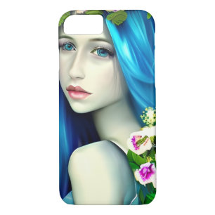 Funda Para iPhone 8/7 Bonito Chica etéreo con pelo azul