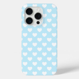 Funda Para iPhone 15 Pro Bonito Color Azul Claro Con Corazón