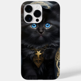 FUNDA PARA iPhone 14 PRO MAX DE Case-Mate BONITO COLOR DE AGUA GATO NEGRO CON VELO DE ORO