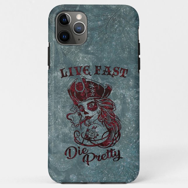 Funda De Case-Mate Para iPhone Bonito de muerte rápida de pirata gótica (Reverso)