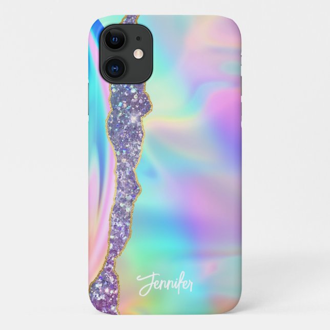 Funda De Case-Mate Para iPhone Bonito de nombre personalizado de arcoiris moderno (Reverso)