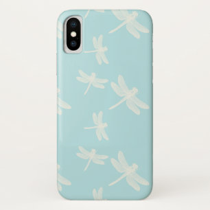 Funda Para iPhone X Bonito Dragonflies Blue Crema