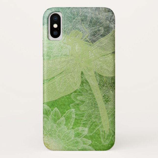 Funda De Case-Mate Para iPhone Bonito Dragonfly Green Art (Reverso)