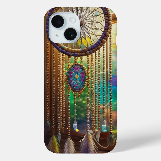Funda De Case-Mate Para iPhone Bonito Dreamcatcher en Window Purple Boho (Reverso )