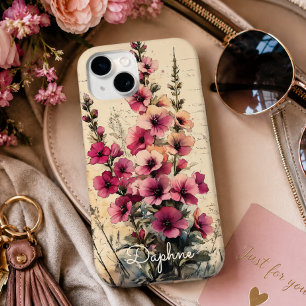 Funda Para iPhone 15 Bonito estilo shabby chic rosa personalizado con f