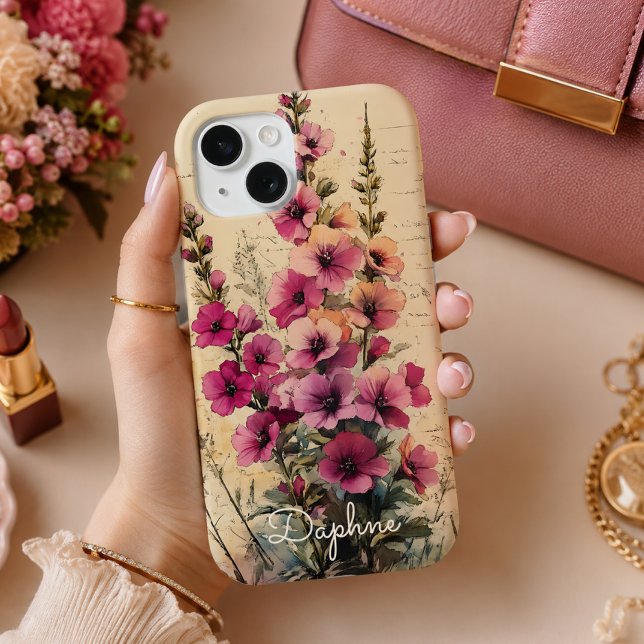 Funda De Case-Mate Para iPhone Bonito estilo shabby chic rosa personalizado con f (Subido por el creador)