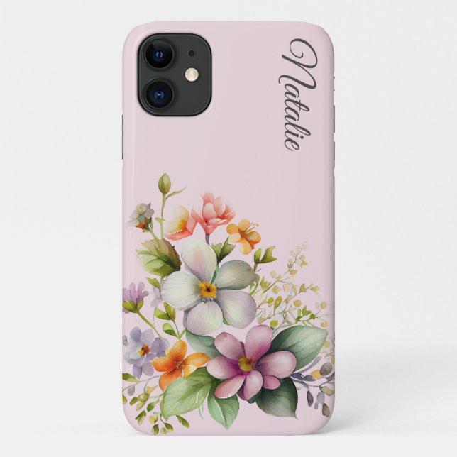 Funda De Case-Mate Para iPhone Bonito Flores silvestres en rosa pálido (Reverso)
