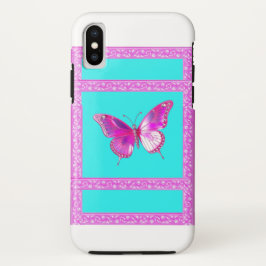Funda Para iPhone X Bonito Fuschia Holographic Butterfly iPhone X Fund