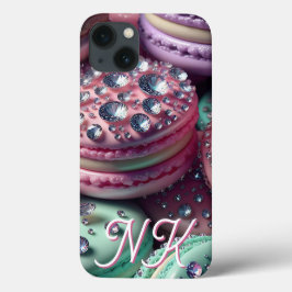 Funda Para iPhone 13 Bonito Macaron Bling Monogrammed