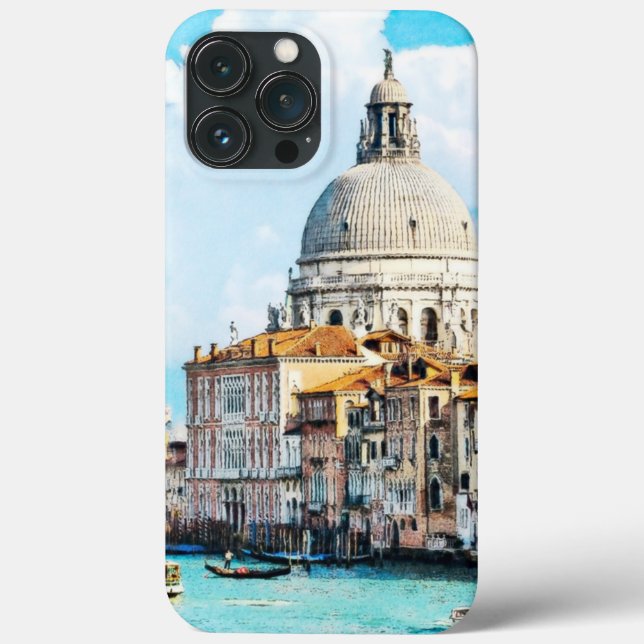 Funda De Case-Mate Para iPhone Bonito Moda Italia Venecia Canal Pastel Acuarela (Reverso )