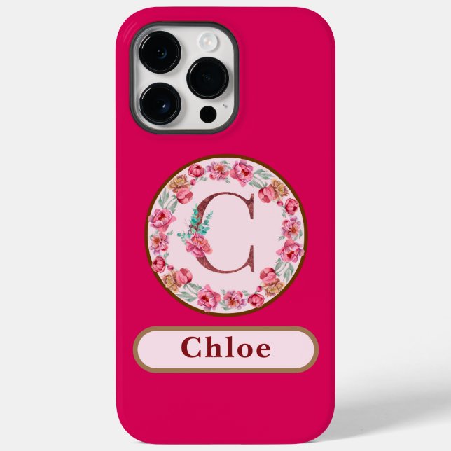 Funda De Case-Mate Para iPhone Bonito Monograma C Floral (Reverso )