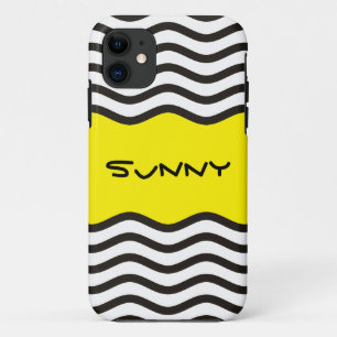 Funda Para iPhone 11 Bonito Olas blancas negras + tu trasero. y texto