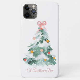 Funda Para iPhone 11 Pro Max Bonito Pastel de Árbol de Navidad con Bow Rosa