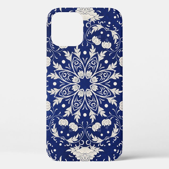 Funda De Case-Mate Para iPhone Bonito patrón cuadrado floral (Reverso )