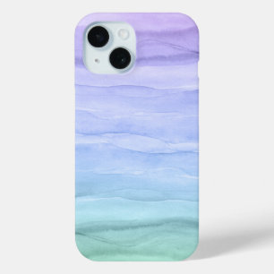 Funda Para iPhone 15 Bonito Patrón de color de agua Ombre azul Resumen