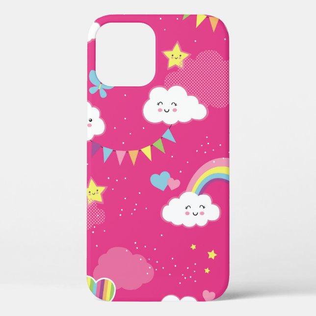 Funda De Case-Mate Para iPhone Bonito patrón de repetición del cielo arcoiris ros (Reverso )