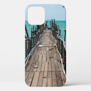 Funda Para iPhone 12 Bonito puente de madera con fondo de mar azul en S