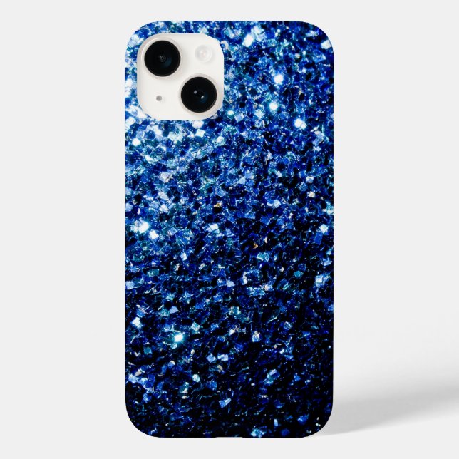 Funda De Case-Mate Para iPhone Bonito purpurina azul oscuro brilla (Reverso )