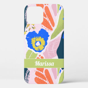 Funda Para iPhone 12 Pro Bonito Resumen Patrón floral Naranja verde azul