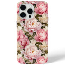 Bonito Rosa Blanco Floral Peonies Diseñador fuerte