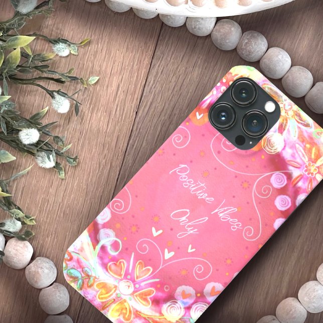 Funda De Case-Mate Para iPhone Bonito Rosa "Vibes Positivas" Cita Inespiritividad (Subido por el creador)