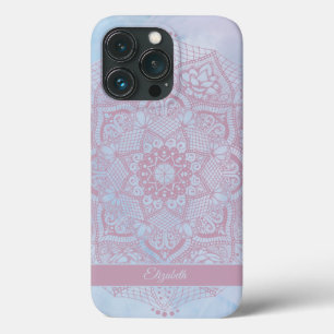 Funda Para iPhone 13 Pro Bonito Sagrado Rosa Lotus Flor Florencia Mandala
