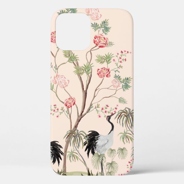 Funda De Case-Mate Para iPhone Bonito tapiz de estilo chinoiserie exótico. Dibujo (Reverso )
