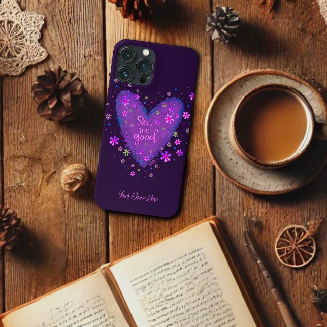 Funda De Case-Mate Para iPhone Bonito ver lo bueno. Floral púrpura personalizada (Subido por el creador)