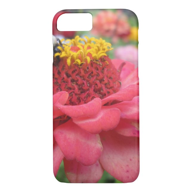 Funda De Case-Mate Para iPhone Bonito Zinnia con abeja (Reverso)