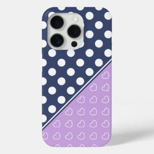 Funda Para iPhone 15 Pro Bonitos Tonos De Puntos De Polka Azules Y De Lavan