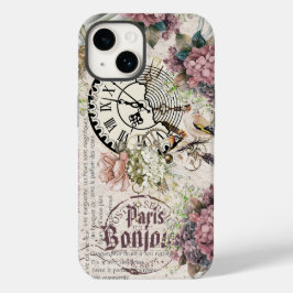 Funda Para iPhone 14 De Case-Mate Bonjour Botanical french artwork Cute bird Grunge