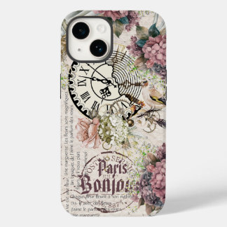 Funda Para iPhone 14 De Case-Mate Bonjour Botanical french artwork Cute bird Grunge