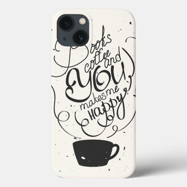 Funda De Case-Mate Para iPhone Books Coffee And You Makes Me Happy (Reverso)