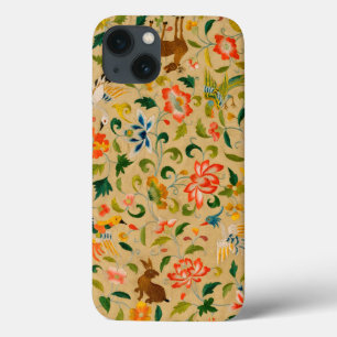 Funda Para iPhone 13 Bordado de Animales con Crewel Antiguo: Tapiz Anti