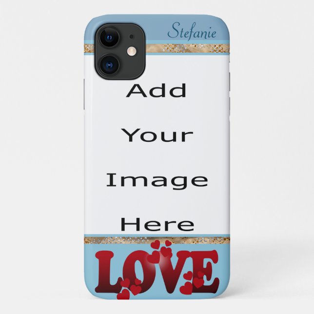 Funda De Case-Mate Para iPhone Borde de amor (azul) (Reverso)