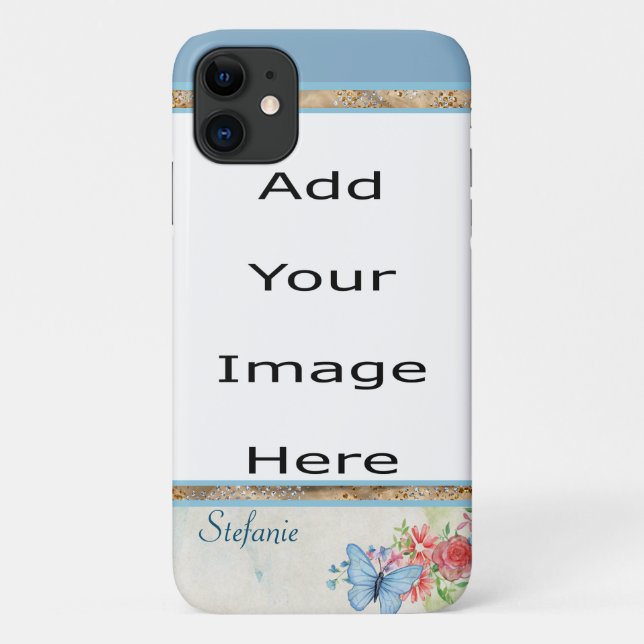 Funda De Case-Mate Para iPhone Borde de mariposa (azul) (Reverso)
