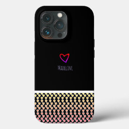Funda Para iPhone 13 Pro Borde de repetición de patrón de corazón pequeño a