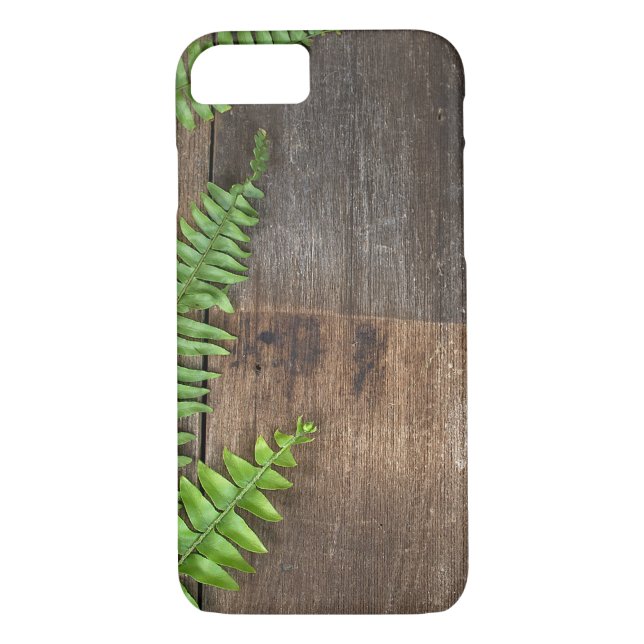Funda De Case-Mate Para iPhone Borde del helecho de Boston en madera (Reverso)